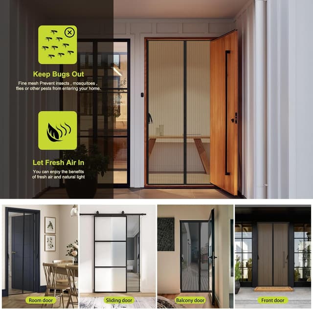 Thumbnail 6 de Iduontis Magnetic Screen Door for 36 x 82 in Door Openings (Split Curtain, Hands-Free)