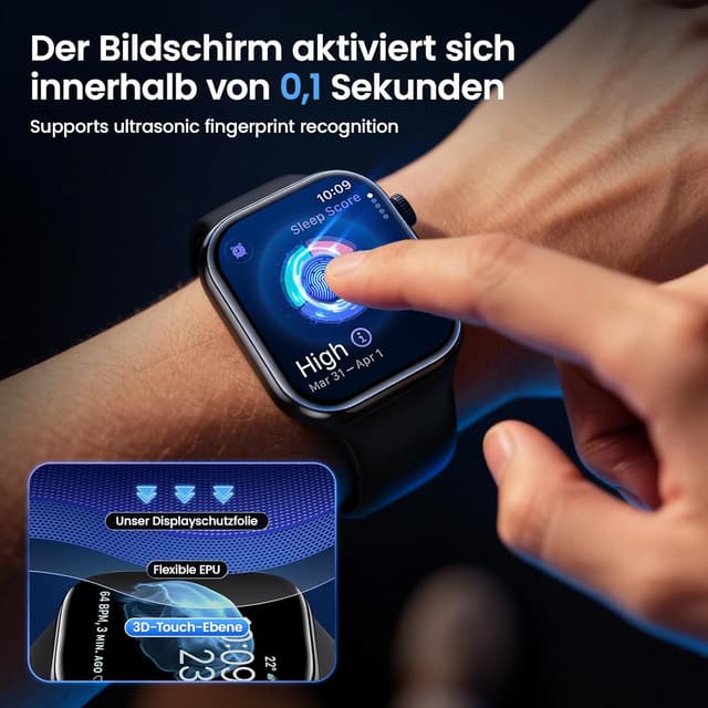 Thumbnail 6 de UniqueMe Displayschutzfolie für Apple Watch 46 mm (4 Stück) – HD TPU mit einfacher Montage