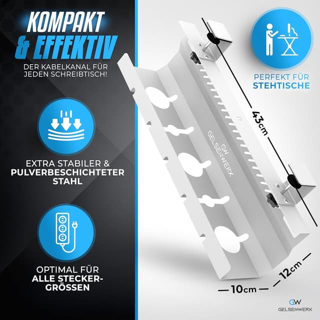 Detalle de GELSENWERK Kabelkanal Schreibtisch 2er Set