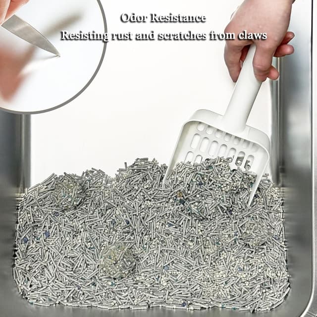 Detalle de Vealind Stainless Steel Open Cat Litter Tray (Heavy Duty, 60L)