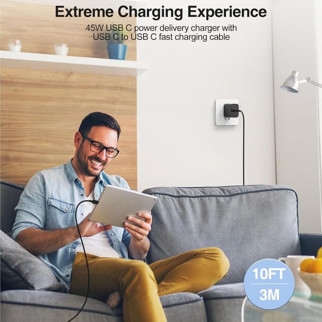 Detalle de 45W Super Fast Charger 2-Pack with 10ft Type-C Cable