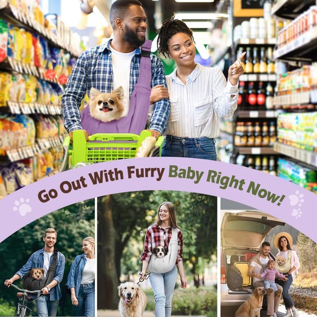 Detalle de Pawaboo Hundetragetasche für kleine Hunde (wendbar, freihändig) – violett