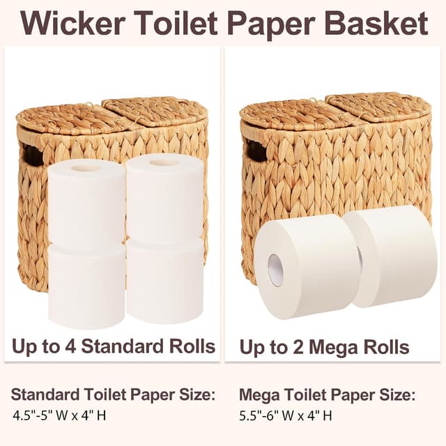 Thumbnail 3 de FairyHaus Wicker Toilet Paper Storage Basket with Lid 🧻