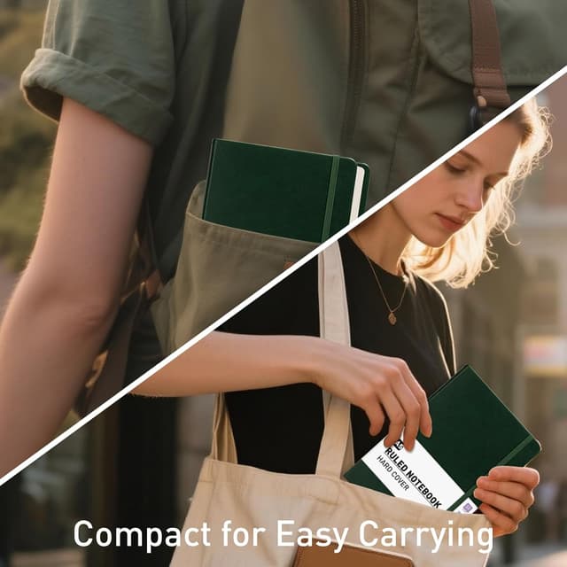 Detalle de PYNEX Notizbuch A5 blanko Hardcover (Skizzenbuch) mit 140 Blatt, dunkelgrün