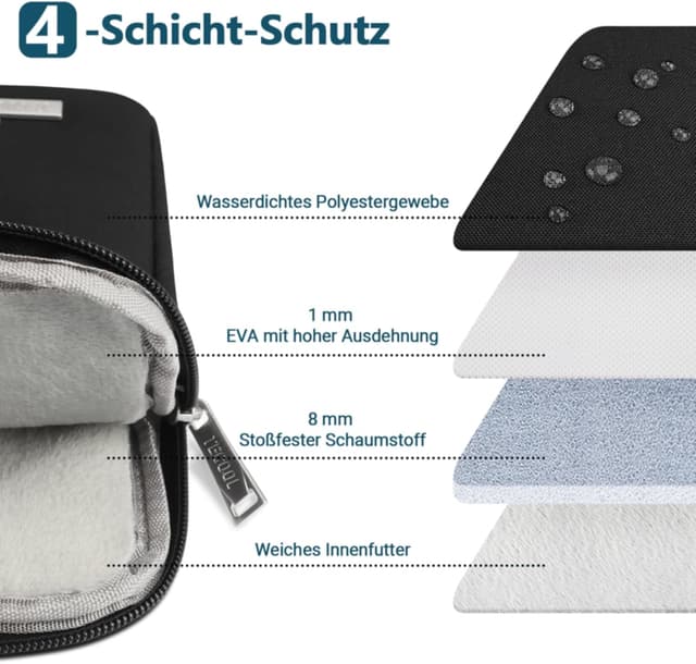 Detalle de TECOOL 14-Zoll-Laptoptasche wasserdicht mit gepolsterter Schutzhülle (Schwarz)