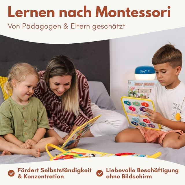 Detalle 2 de Lions Collection Montessori Busy Board (Deutsch) ab 3 Jahren – Busy Book & Activity Board für Reisen