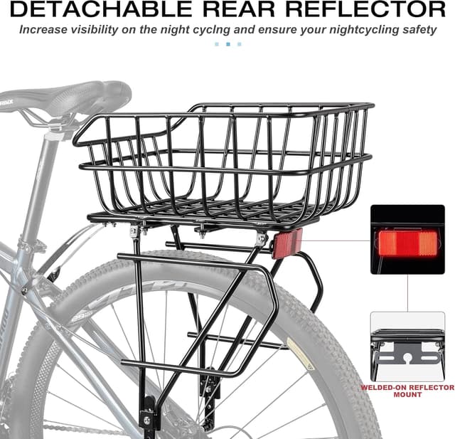 Detalle de CXWXC porte-bagages vélo arrière avec panier amovible et réflecteur (roues 26 à 29")