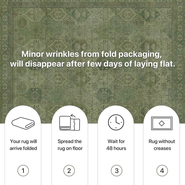 Thumbnail 6 de BEIMO Tapis de salon vintage lavable en machine antidérapant 160x230 cm, vert