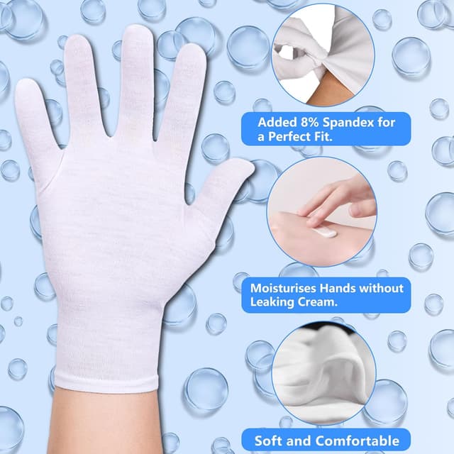 Detalle 2 de AovYoo 6 paia di guanti di cotone idratanti sottili traspiranti in maglia (bianco)