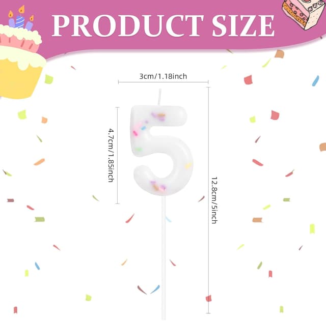 Detalle de Hongplus Girls Colourful 2nd Birthday Candle (Number 2) with Sprinkles