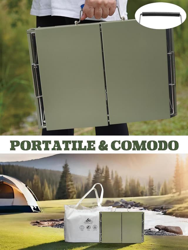 Thumbnail 6 de Charmline barbecue portatile da tavolo in carbonella 51x35 cm verde
