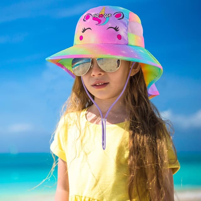 Thumbnail 5 de MHJY Kids Sun Hat for Girls (2-9 Years) – UV Protection Bucket Hat with Neck Flap, Adjustable Fit