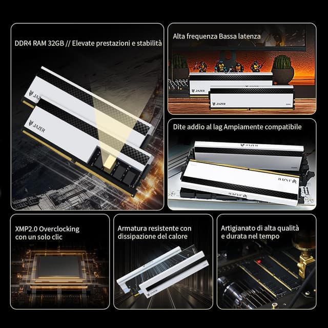 Detalle 2 de JAZER DDR4 RAM 32GB 3200MHz CL18