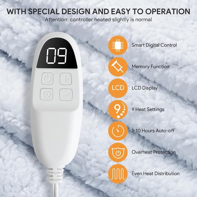 Thumbnail 1 de Olycism Coperta elettrica 180x200 cm grigio