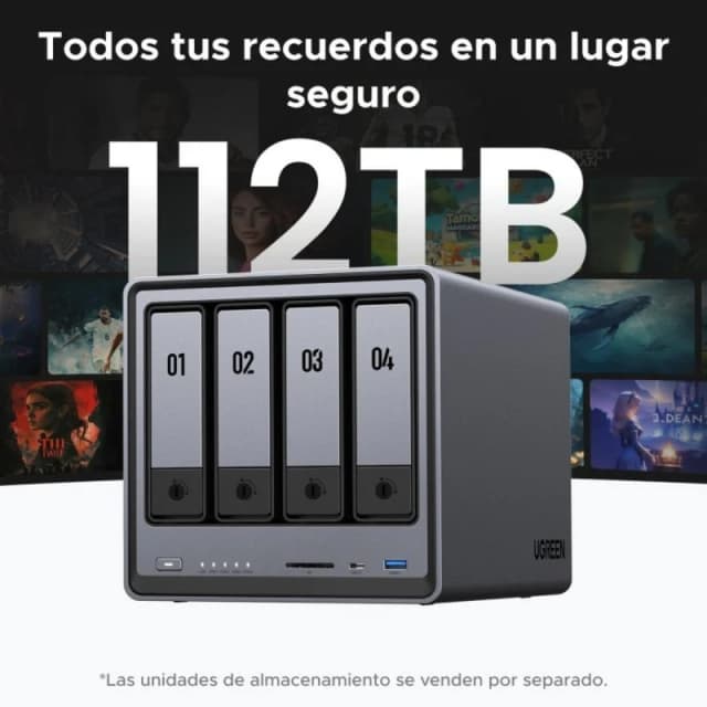 Detalle 2 de UGreen 25372B NAS 112 TB IA