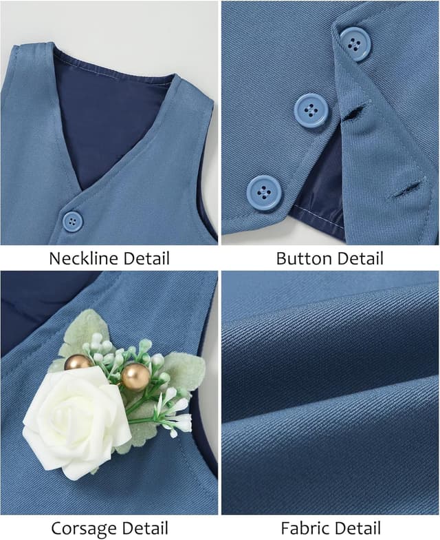 Detalle 1 de Baby-Jungen Gentleman-Set (0–18 Monate) von ZOEREA: Langarm-Strampler mit Fliege, Weste, Korsage & Hosenträger