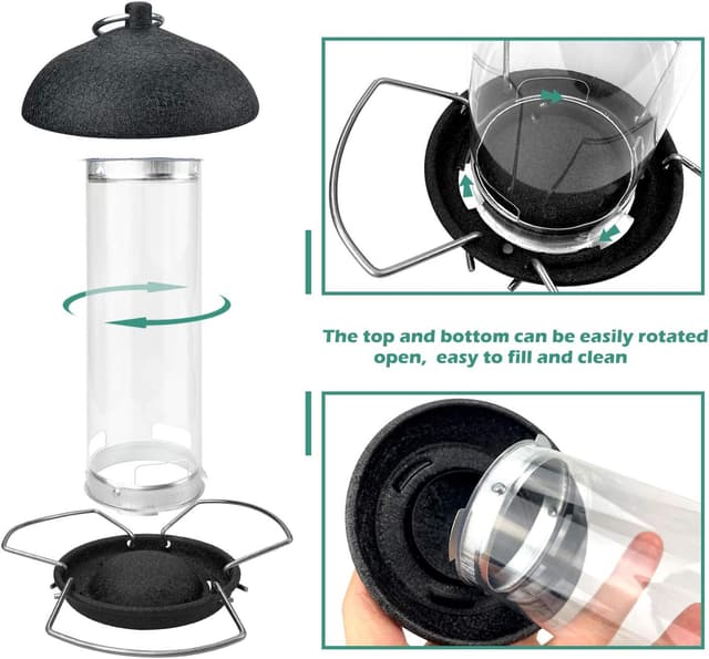 Detalle 2 de Urban Deco Bird Feeders for Small Birds (2-pack) – Hanging metal tube and peanut feeders