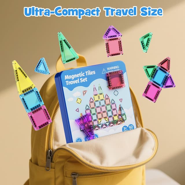Detalle 1 de burgmate Magnetische Tiles Reiseset 60-teilig