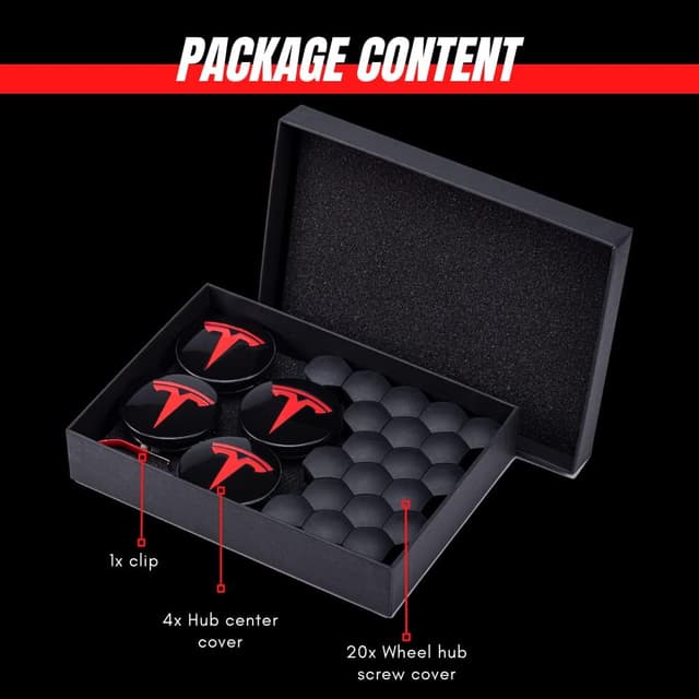 Detalle 2 de Set coprimozzo e copribulloni Magic Select per Tesla Model 3 (4 coprimozzi + 20 tappi dadi ruota)