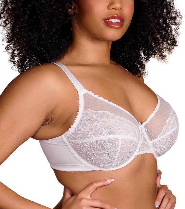 Detalle de HSIA Minimizer Lace Underwire Bra (Enchante) – Full Coverage Plus Size Floral Lace