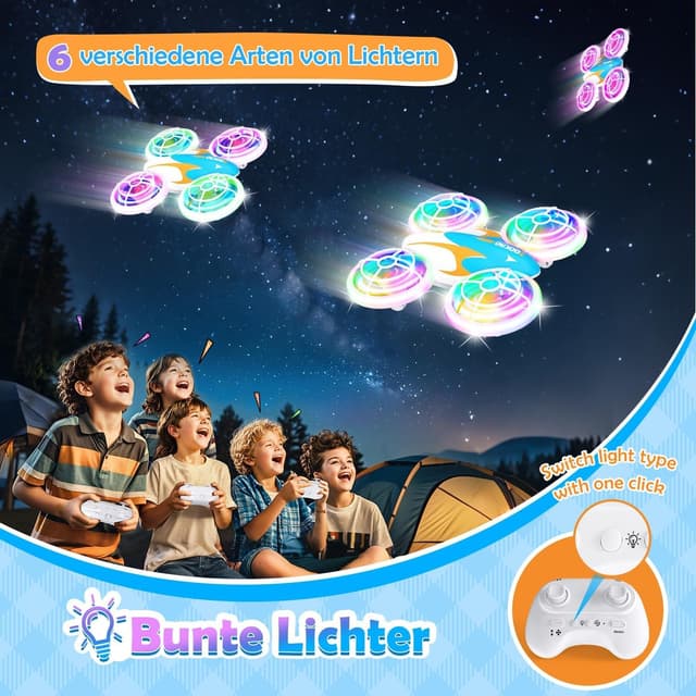 Detalle 2 de Zookao Mini Drohne für Kinder ab 6 Jahren mit LED-Lichtern und 360°-Flips