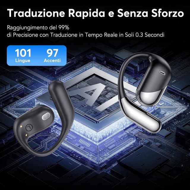 Detalle 2 de Paekole AI Cuffie Traduzione Simultanea 2026 con Bluetooth 6.1: auricolari wireless 4-in-1