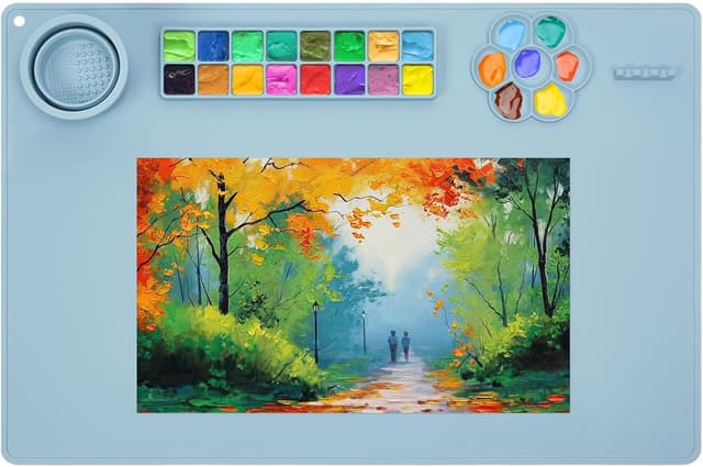 Detalle de Limous Silicone Painting Mat 24" x 16" with Cup Holder and 16-Colour Separator