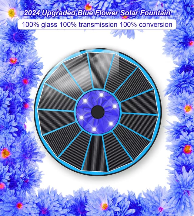 Detalle 2 de SZMP Solar Springbrunnen: 3,5W LED Teichpumpe mit 8 Effekten und mehreren Düsen