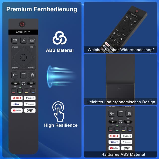 Detalle de Universelle Infrarot-Fernbedienung für Philips Smart TV (OLED, QLED, The Xtra, The One, 4K, Ambilight) – Ersatz für Original