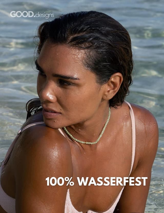 Detalle de GD GOOD.designs Perlenkette Damen mit echten Natursteinen (4 mm) & 18K vergoldetem Verschluss, verstellbar 40–45 cm