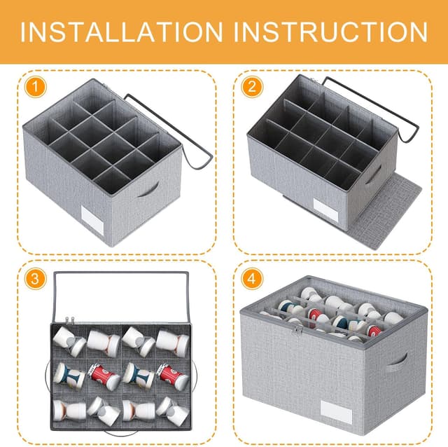 Thumbnail 6 de WANGIRL Fabric Shoe Storage Box (Grey) – Foldable organiser for 12 pairs with clear zip lids