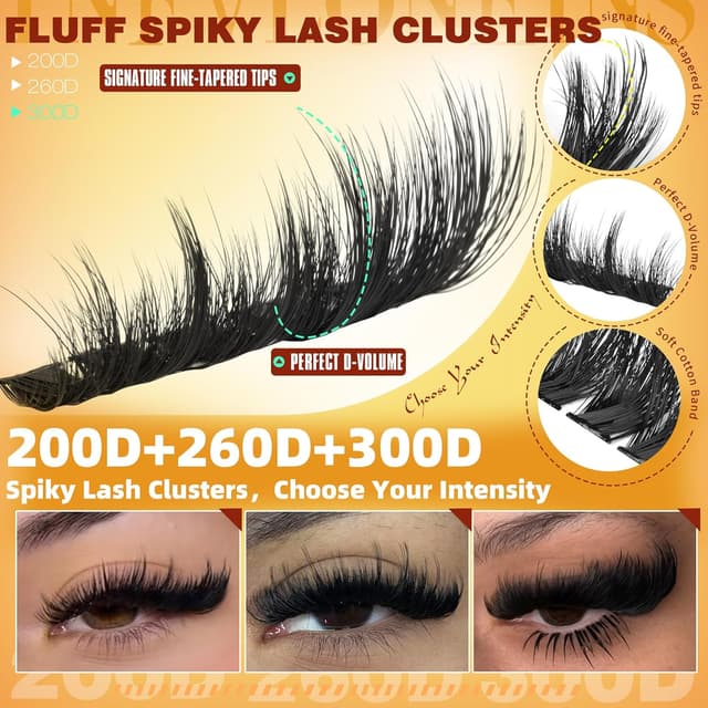 Detalle 2 de TNFVLONEINS Fluffy Lash Clusters with Spikes (12–20mm) — Reusable Full Volume Faux Mink Cluster Lashes