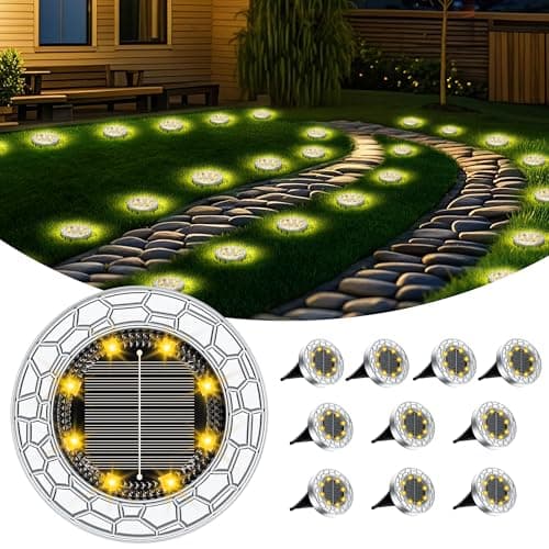 Detalle de FIFlying 10 piezas luces solares LED para exterior (suelo) IP65, blanco cálido