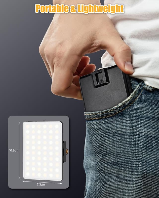 Detalle de Pakinui Selfie Licht mit 60 LED, einstellbar 2500–9500K und 3 Modi – Handylicht mit Akku