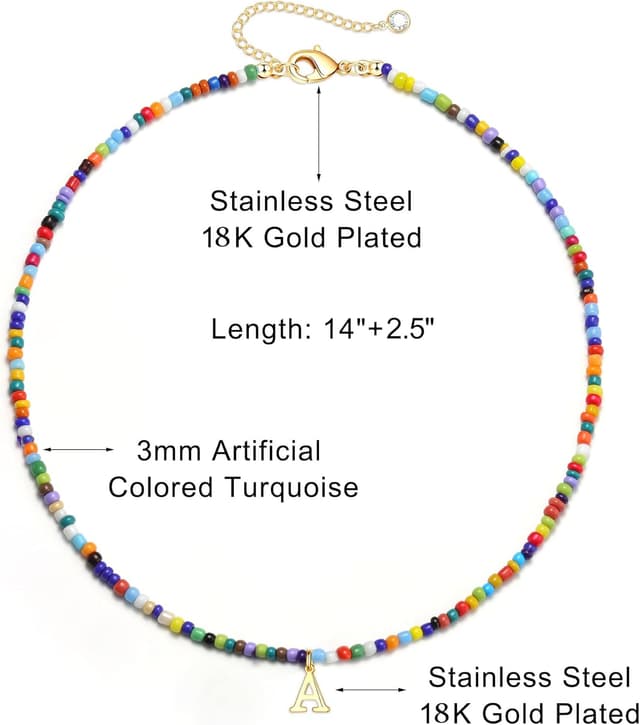 Thumbnail 4 de Yoosteel Initial Beaded Necklace 14"