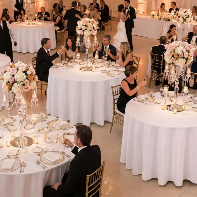 Detalle de CKIKU 8-Pack 90-Inch White Round Tablecloths (Washable Polyester)