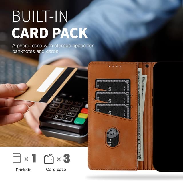 Detalle de Rostsant Handyhülle für Samsung Galaxy A25 5G mit Kartenfächern und Magnetverschluss (Löwenzahn, Violett)