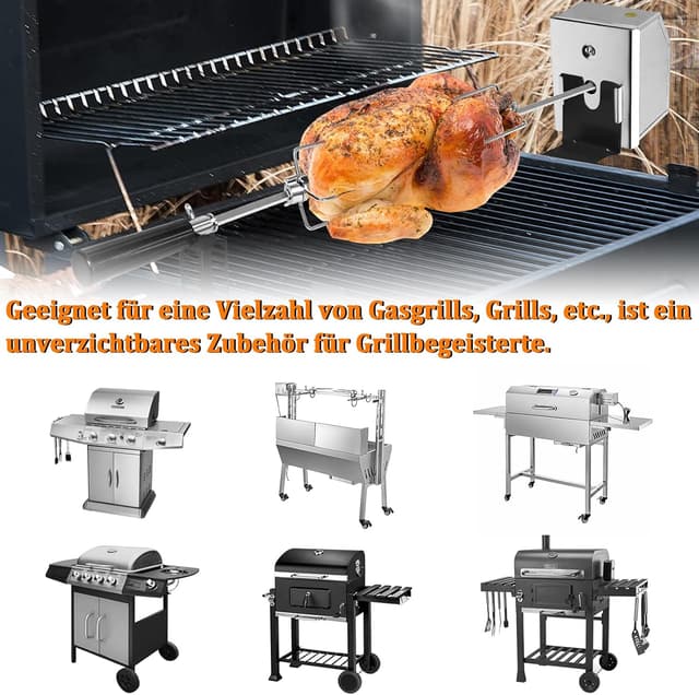 Detalle de Set spiedi elettrici ACXIN in acciaio inox con spiedo girevole (107 cm, motore) e 2 forchette