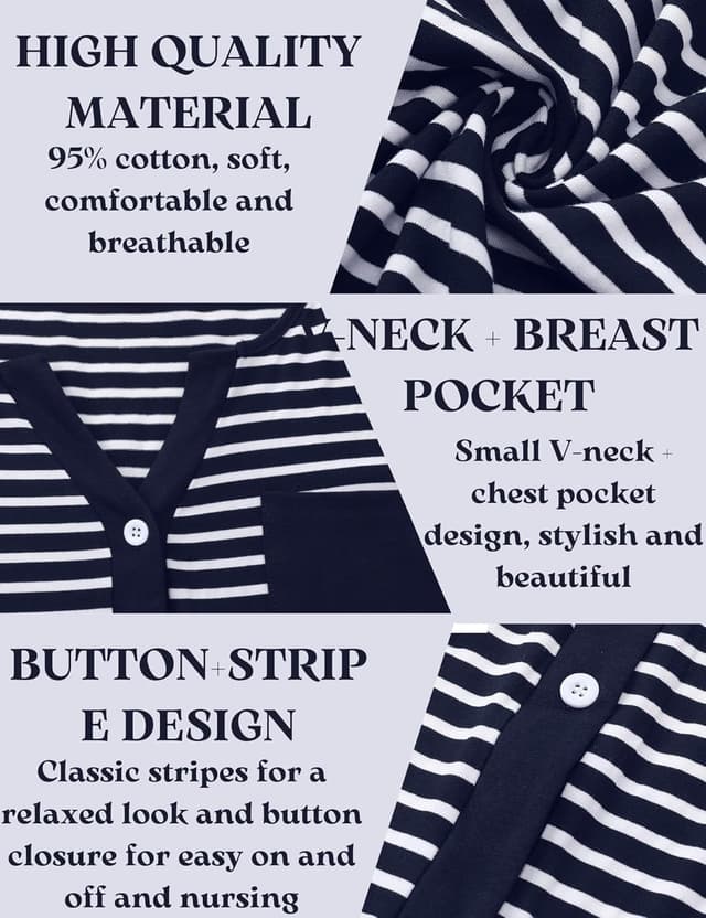 Thumbnail 6 de Marvmys Nachthemd Damen Baumwolle Schlafshirt