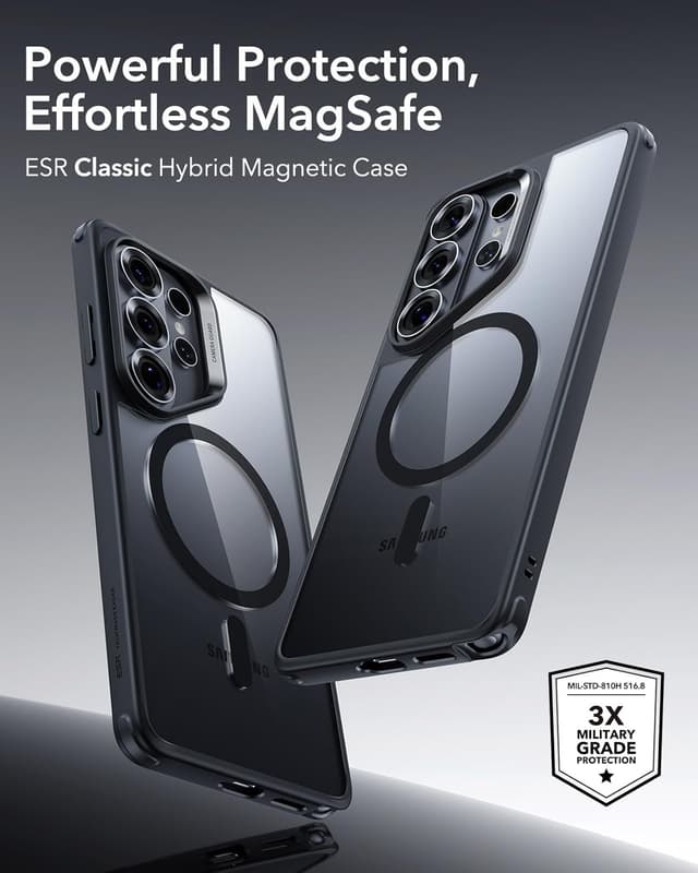 Detalle 2 de ESR Classic Hybrid MagSafe Case for Samsung Galaxy S26 Ultra (Clear Black) with military-grade drop protection