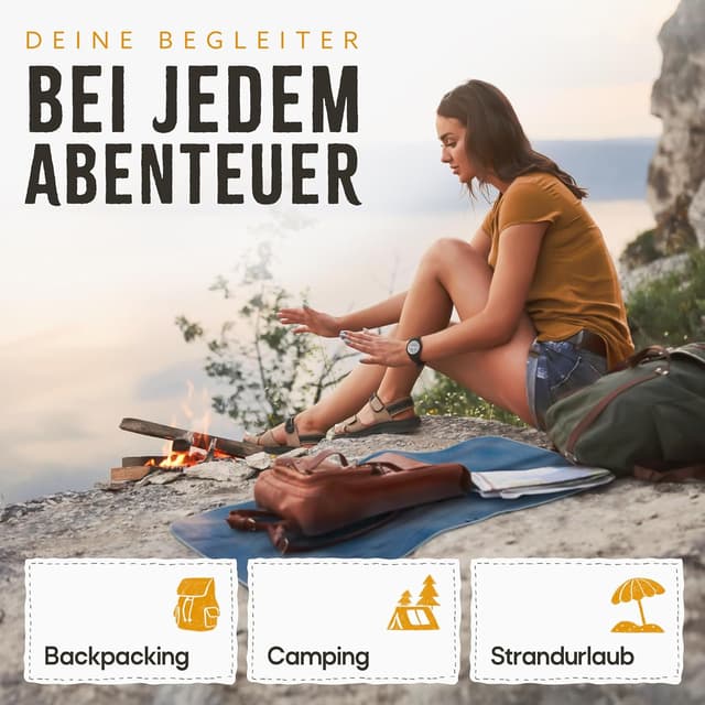 Detalle 1 de Backpacker's Journey Mikrofaser Handtücher Reisehandtuch-Set (S, M, L, XL) – schnelltrocknend, saugfähig & antibakteriell
