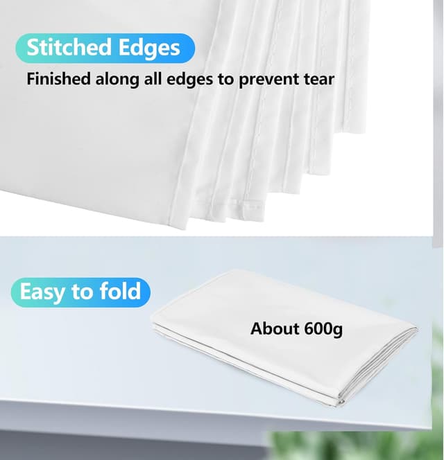 Detalle 2 de JEBUTU 1.8x2.8m White Backdrop (6x9ft) – Portable, Collapsible Polyester Photography & Video Background