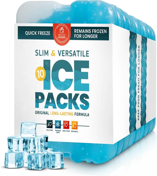 Detalle de Healthy Packers Slim Reusable Gel Ice Packs (Set of 10) for Lunch Boxes & Coolers