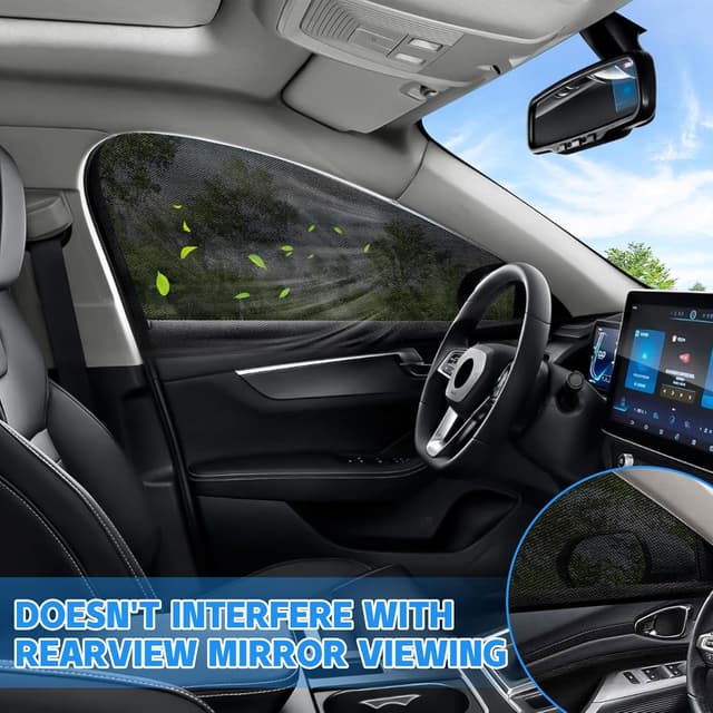 Detalle 2 de 2er-Set elastische Sonnenblende / Insektenschutz-Mesh für Auto-Seitenfenster – atmungsaktiv & UV-geschützt