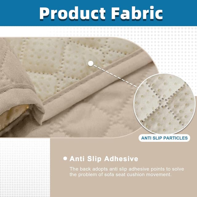 Detalle de Jaotto Copridivano 2 Posti impermeabile beige con braccioli e tasche laterali