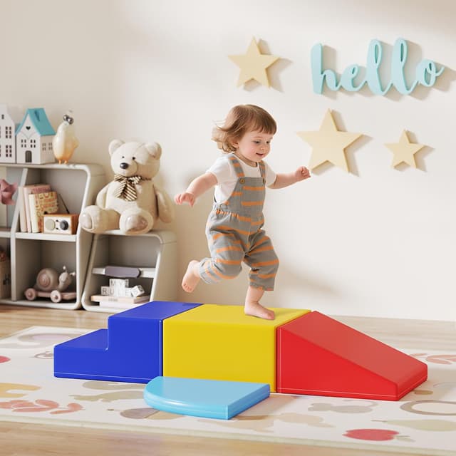 Detalle de HOMCOM 4 blocs de construction XL en mousse EPE pour parcours motricité enfant