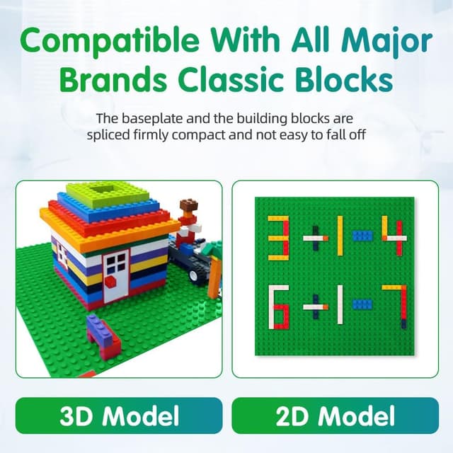 Detalle de HOTUT Bauplatte Classic im 4er-Set (25,5 x 25,5 cm) – kompatibel mit gängigen Konstruktionsbausteinen