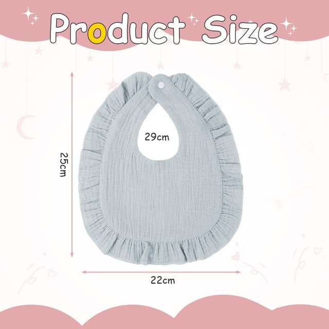 Detalle 2 de Vicloon Baby Lätzchen (3er-Set) – weiche Musselin-Halstücher mit Druckknopf für 0–36 Monate