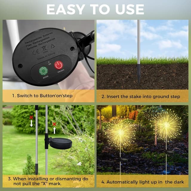 Thumbnail 5 de CNMTCCO Solar Firework Garden Lights 120 LED 🌳