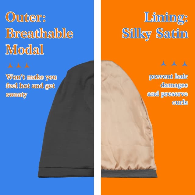 Thumbnail 3 de NICPOO Silk Sleep Bonnet 2-Pack